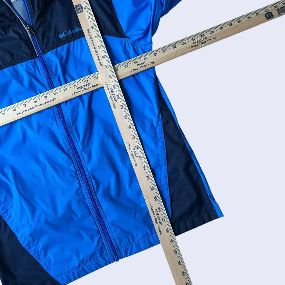 Blue Navy XL Windbreaker Jacket Full Zip Colorblock Athletic Hooded Sportswear